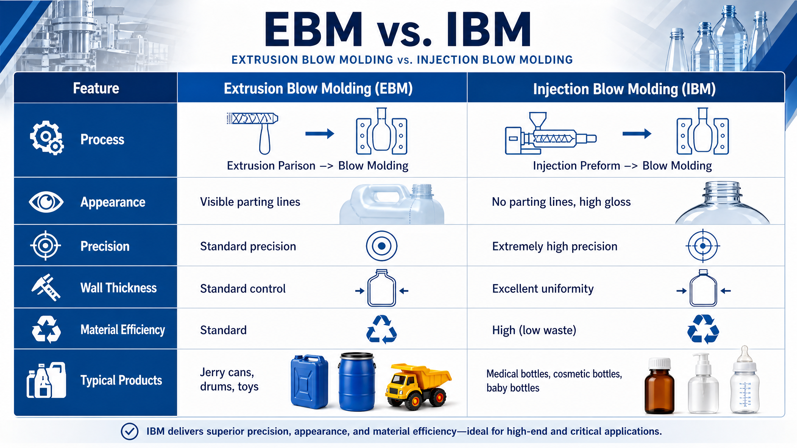 Şirketin en son blog yazıları EBM mi IBM mi? En İyi Blow Molding Sürecini Seçmek İçin Profesyonel Bir Rehber