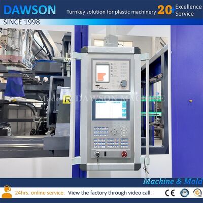 4 Vidali Isıtma Bölgesi Plastik Şişirme Makinesi HDPE Bidon Şişe Üretim Hattı Sıkıştırma Kuvveti 270 KN Teknolojisi