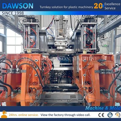 13.8kw Vidalı Isıtma Gücü Çift İstasyonlu Bidon Yapma Makinesi, PE Plastik Pestisit Şişesi Ekstrüzyon Şişirme Kalıplama İçin