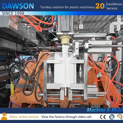 13.8kw Vidalı Isıtma Gücü Çift İstasyonlu Bidon Yapma Makinesi, PE Plastik Pestisit Şişesi Ekstrüzyon Şişirme Kalıplama İçin